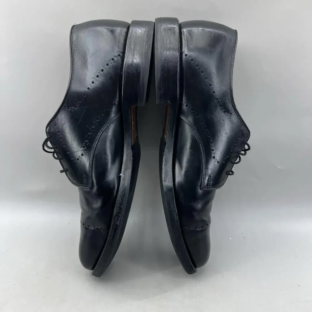 Allen Edmonds Troy Derby Shoes Men Size 10 D Black Leather Cap Toe Dress Oxford